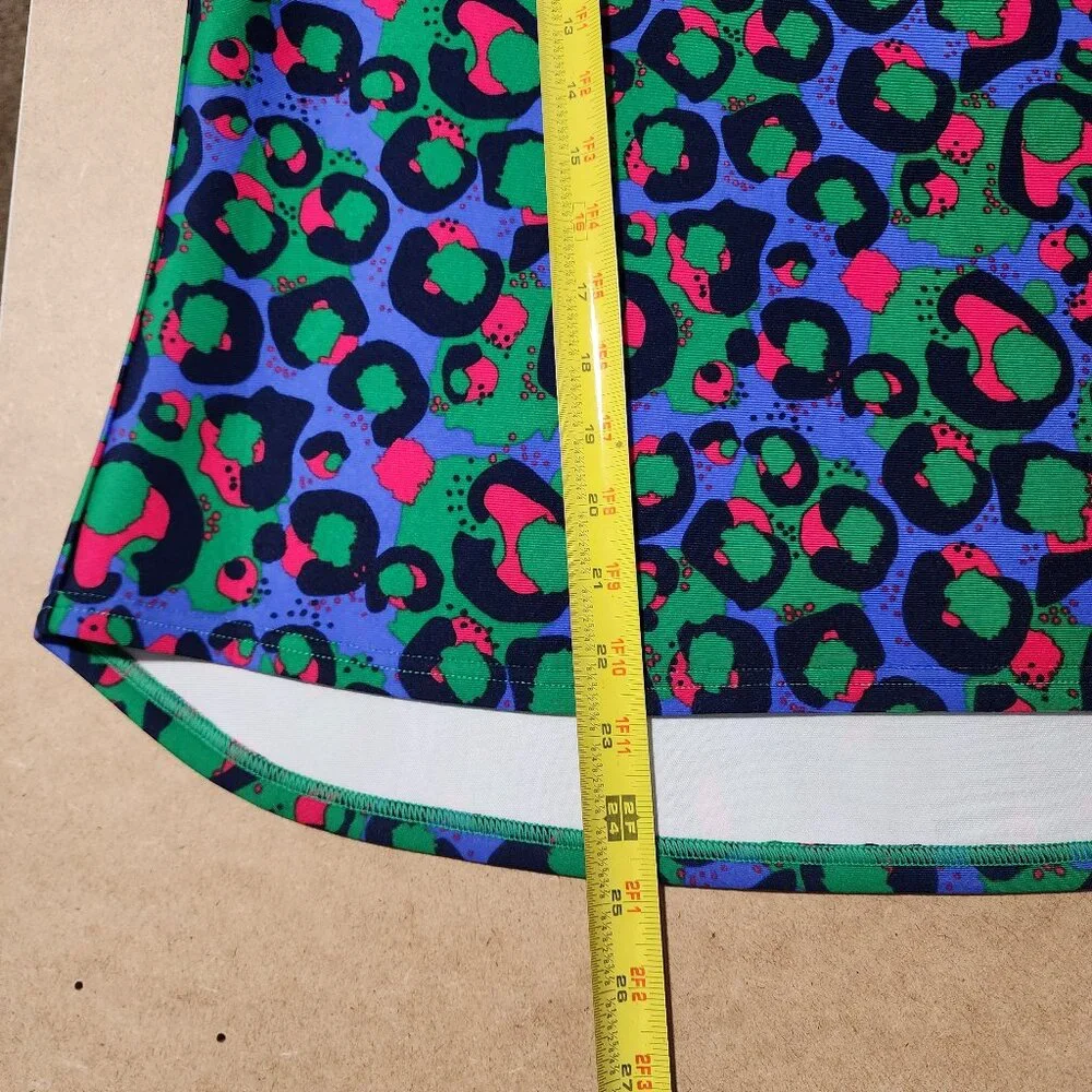 Emily Mccarthy Cheetah Print Vibrant Multicolor Top Large Coastal Preppy Golf - Picture 5 of 8